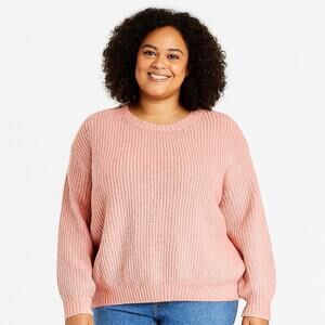 EVRI Women’s Cozy Ribbed Crewneck Sweater - Pink, Size 1X - NWOT